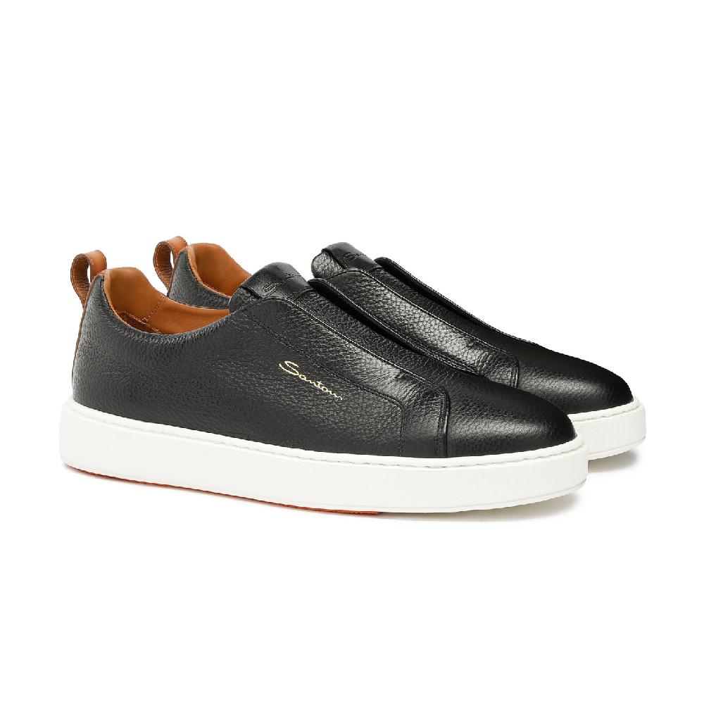 Santoni Sneaker slip-on da uomo in pelle bottalata nera Fino Al -60%