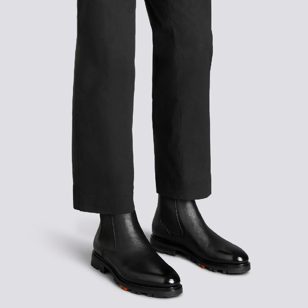 Santoni Stivaletto Chelsea da uomo in pelle nera Shopping Online