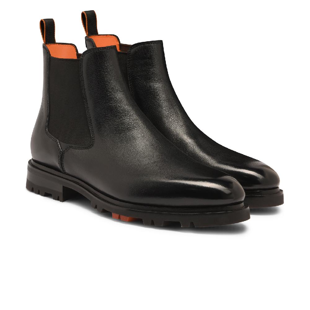 Santoni Stivaletto Chelsea da uomo in pelle nera Shopping Online