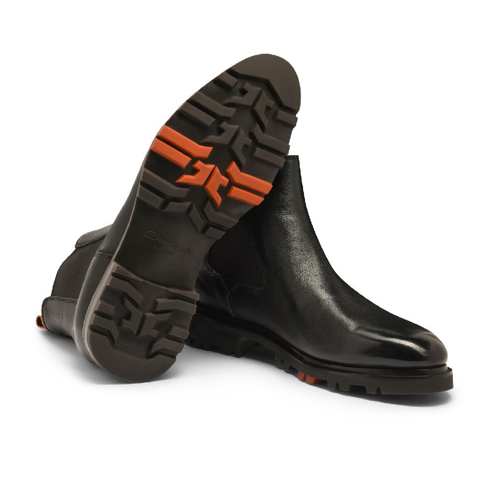 Santoni Stivaletto Chelsea da uomo in pelle nera Shopping Online