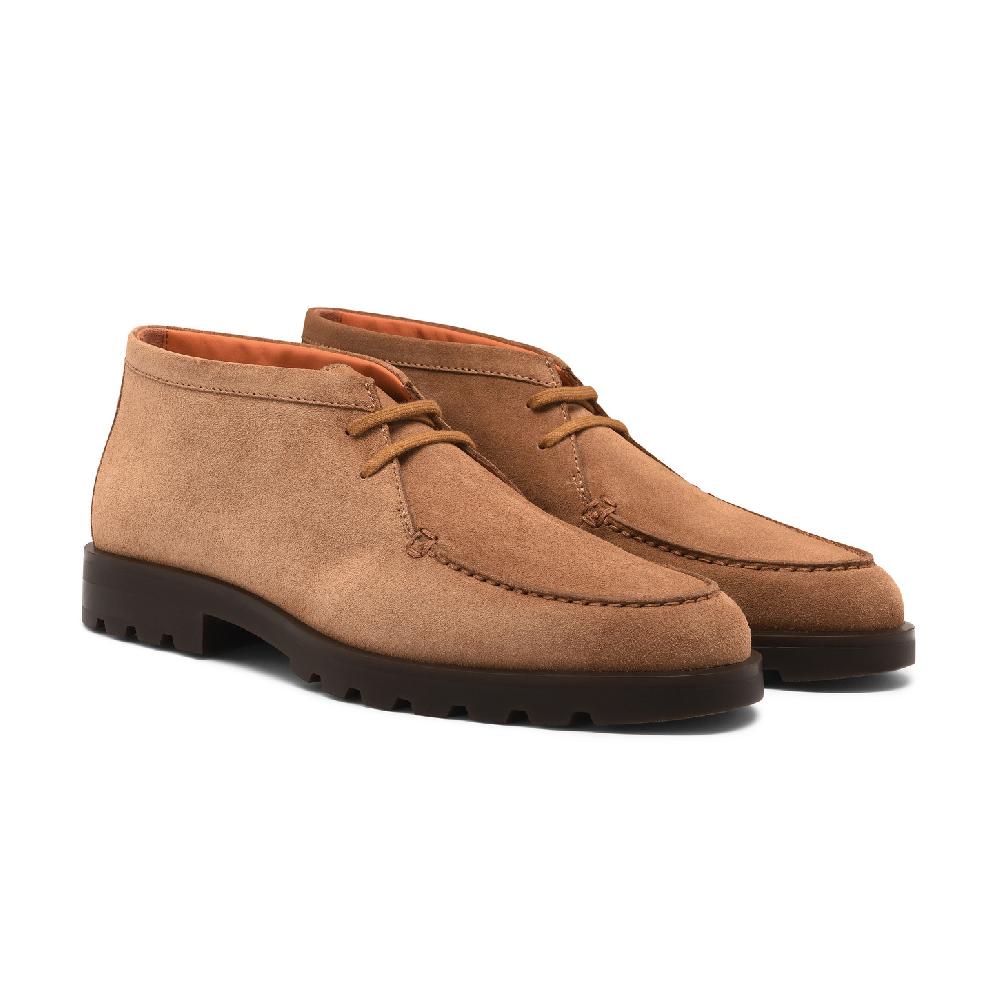 Santoni Stivaletto desert da uomo in suede marrone chiaro Presa