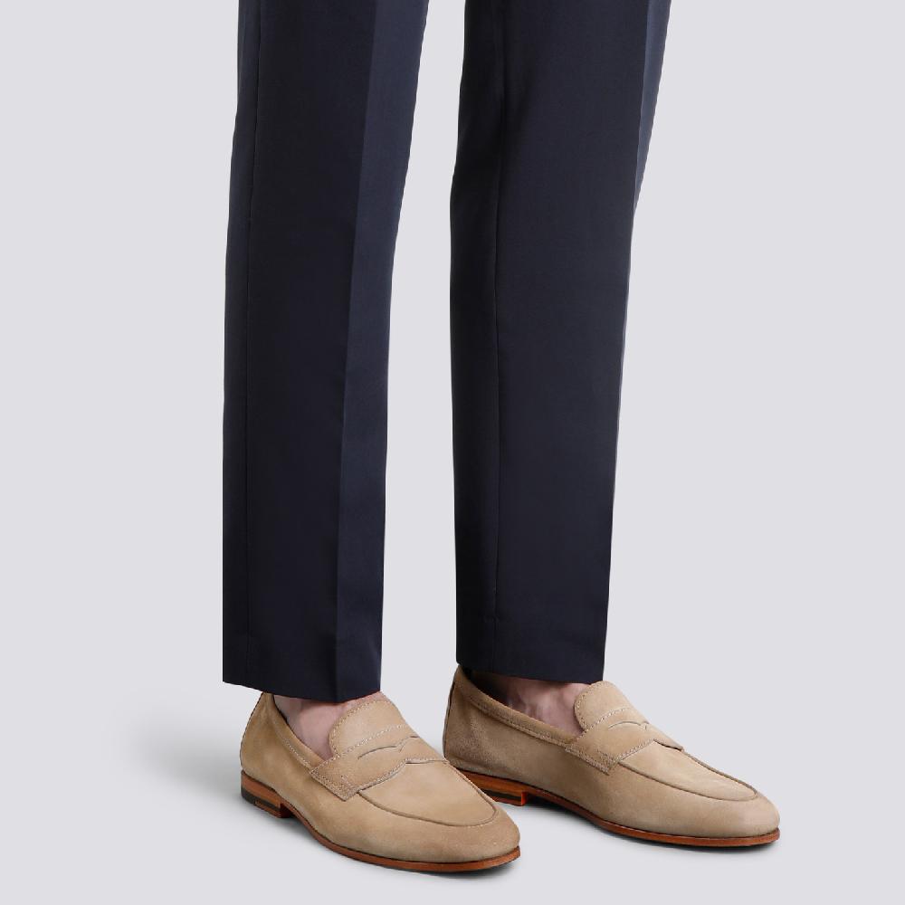 Santoni Mocassino Carlo da uomo in suede beige Sconto