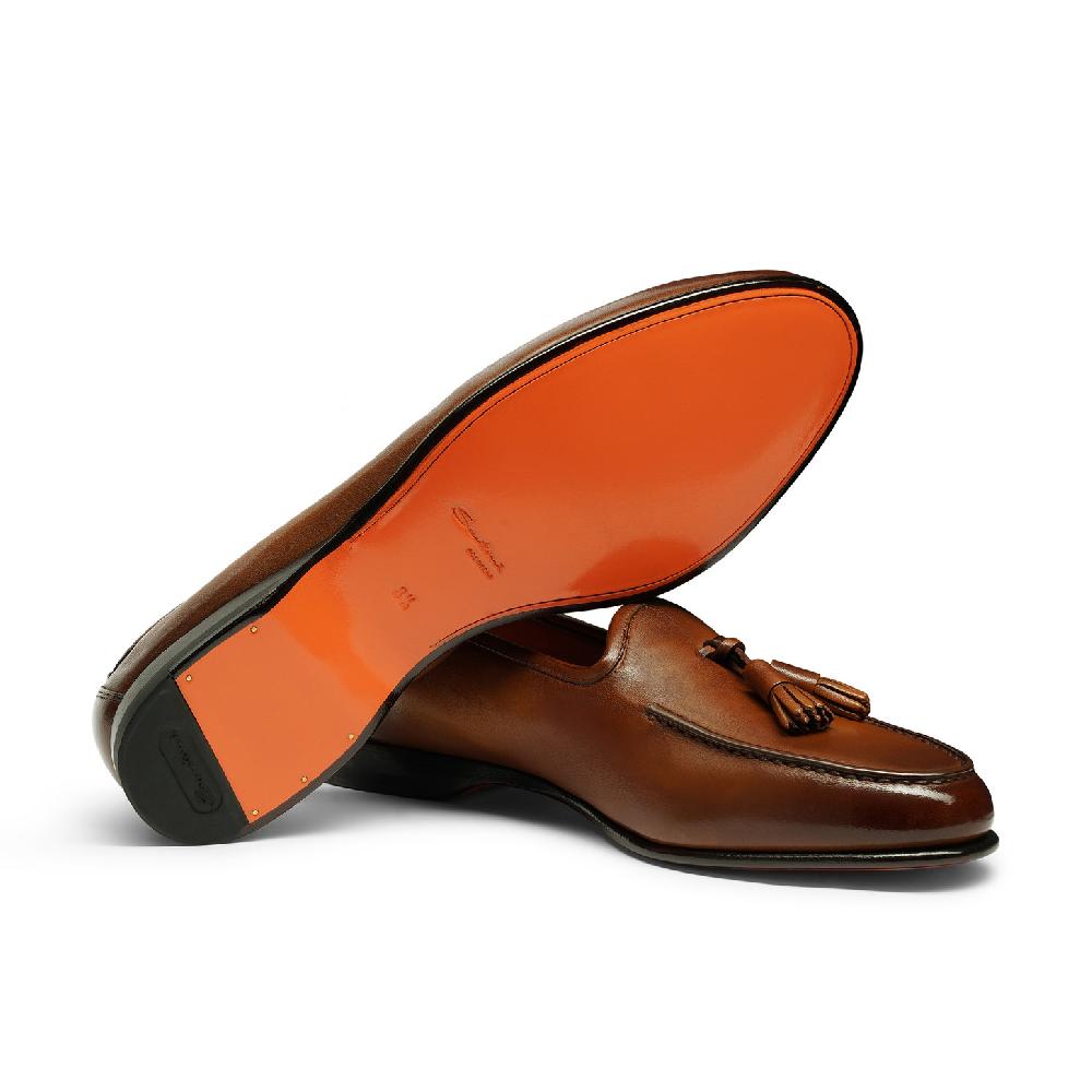 Santoni Mocassino Andrea con nappe da uomo in pelle marrone Economico