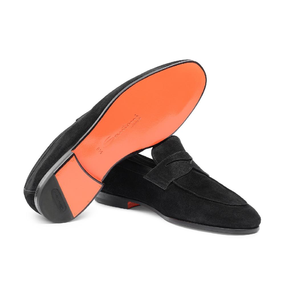 Santoni Mocassino Carlo da uomo in suede nero Online