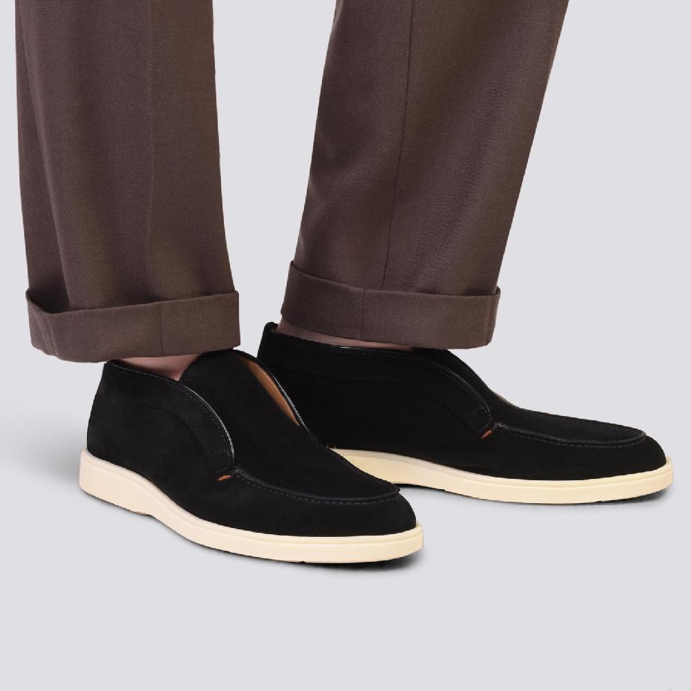 Santoni Stivaletto desert da uomo in suede nero Outlet