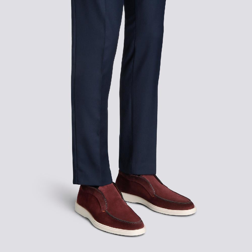 Santoni Stivaletto desert da uomo in suede bordeaux In Vendita