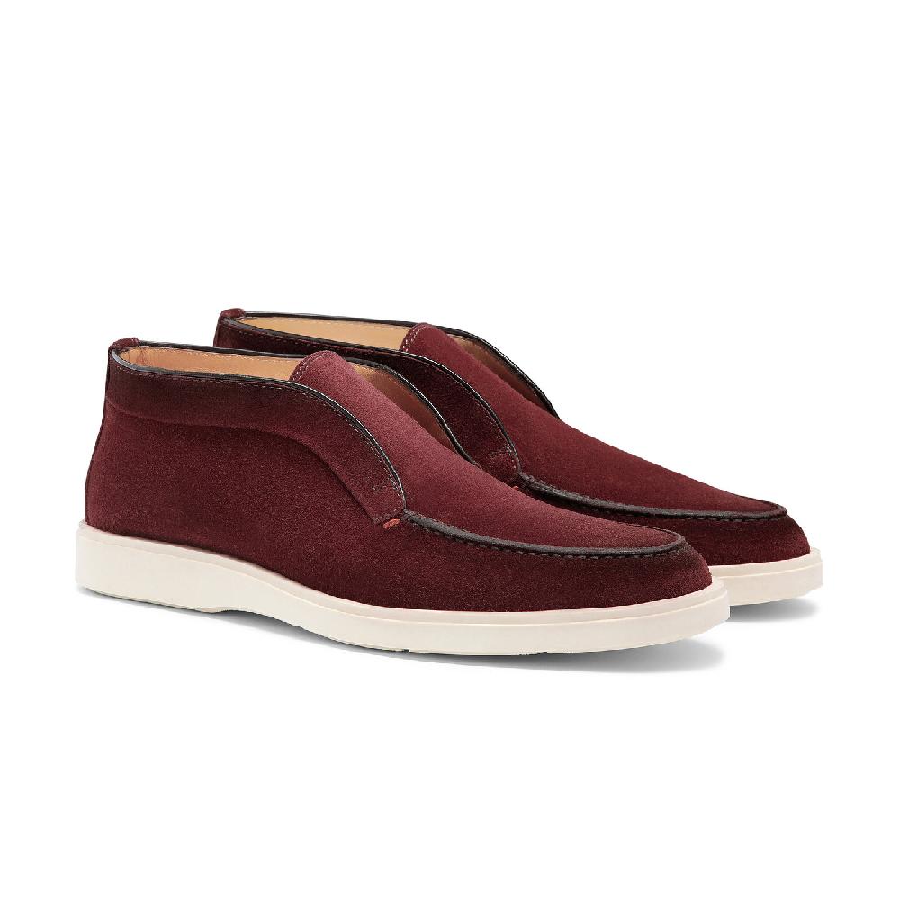 Santoni Stivaletto desert da uomo in suede bordeaux In Vendita