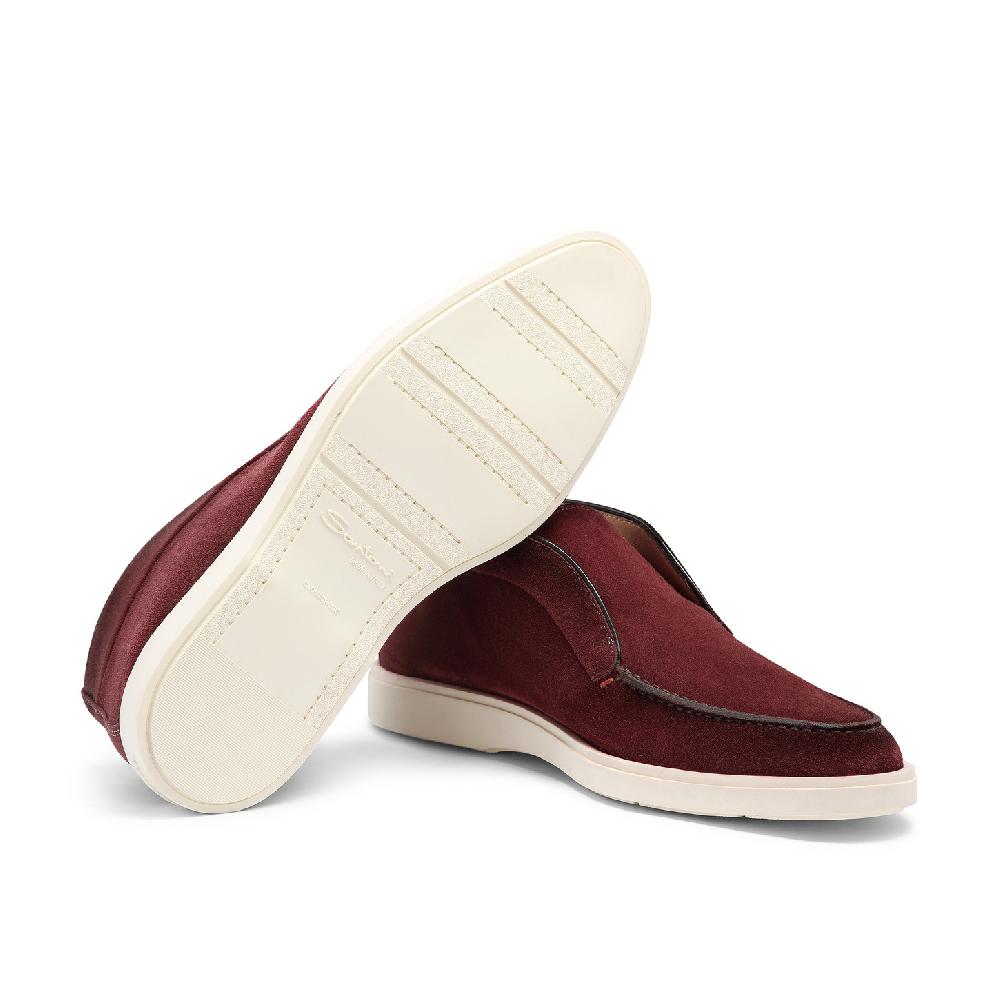 Santoni Stivaletto desert da uomo in suede bordeaux In Vendita
