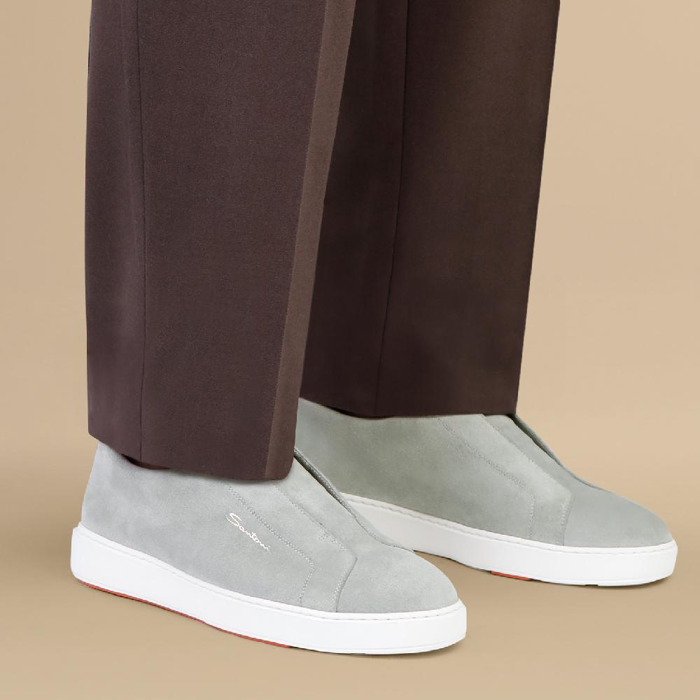 Santoni Sneaker slip-on da uomo in suede verde Saldi