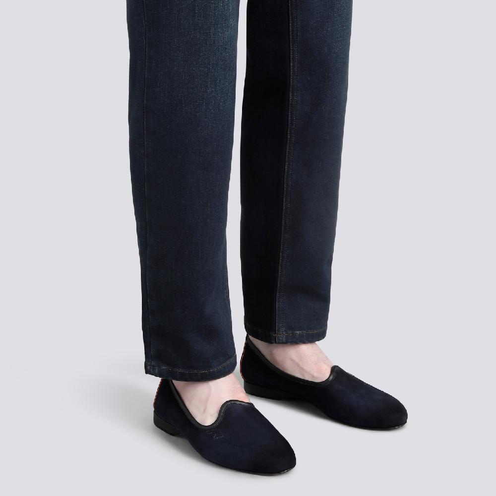 Santoni Mocassino da uomo in suede blu Offerte