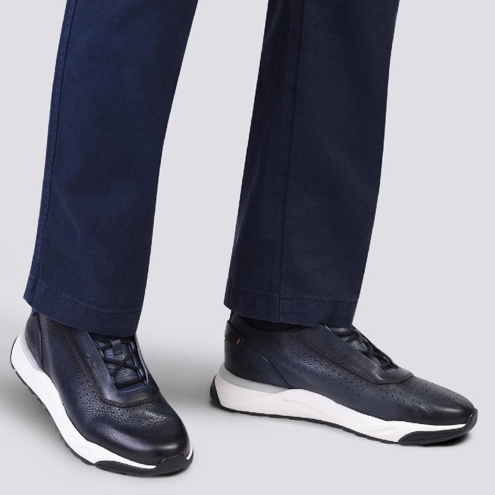 Santoni Sneaker da uomo in pelle blu Hotsell