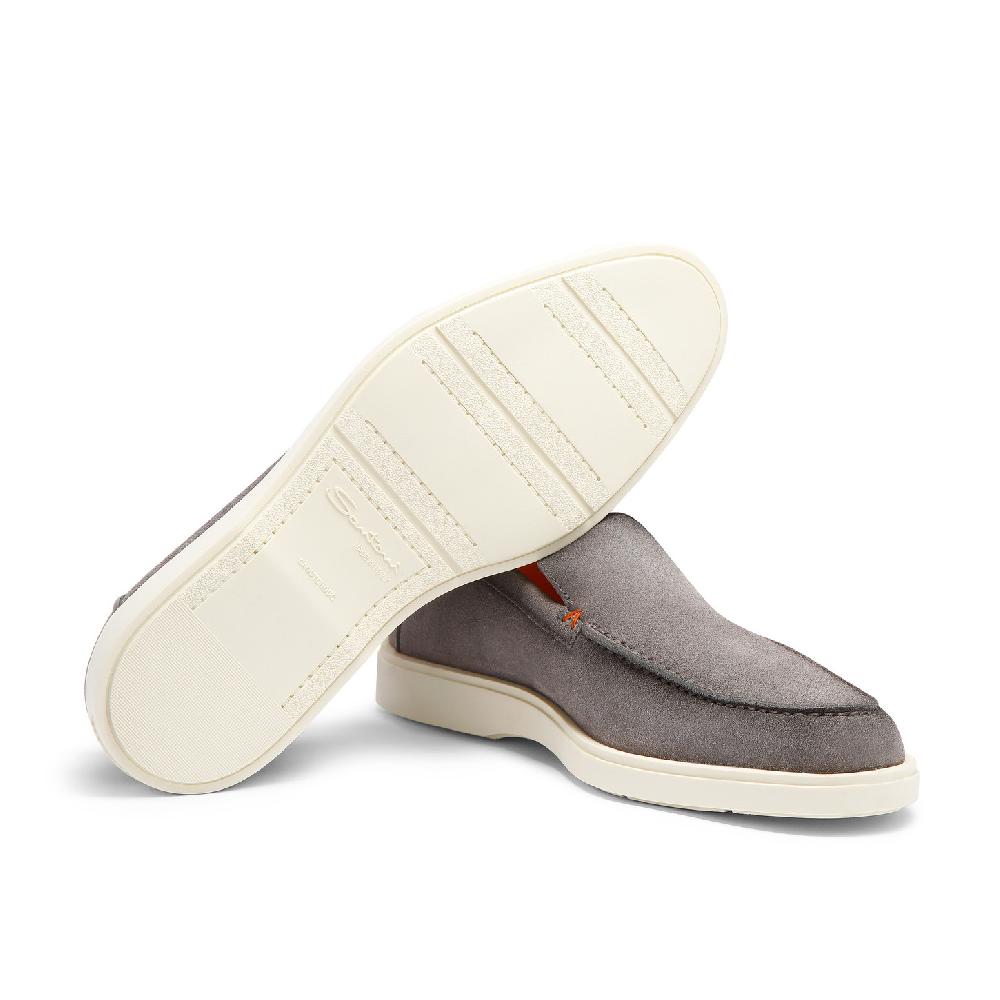 Santoni Mocassino da uomo in suede grigio Vendita Calda