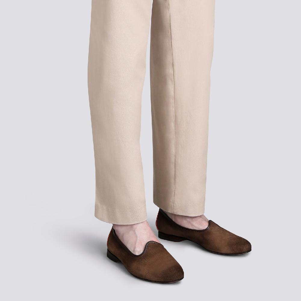 Santoni Mocassino da uomo in suede marrone I Più Venduti