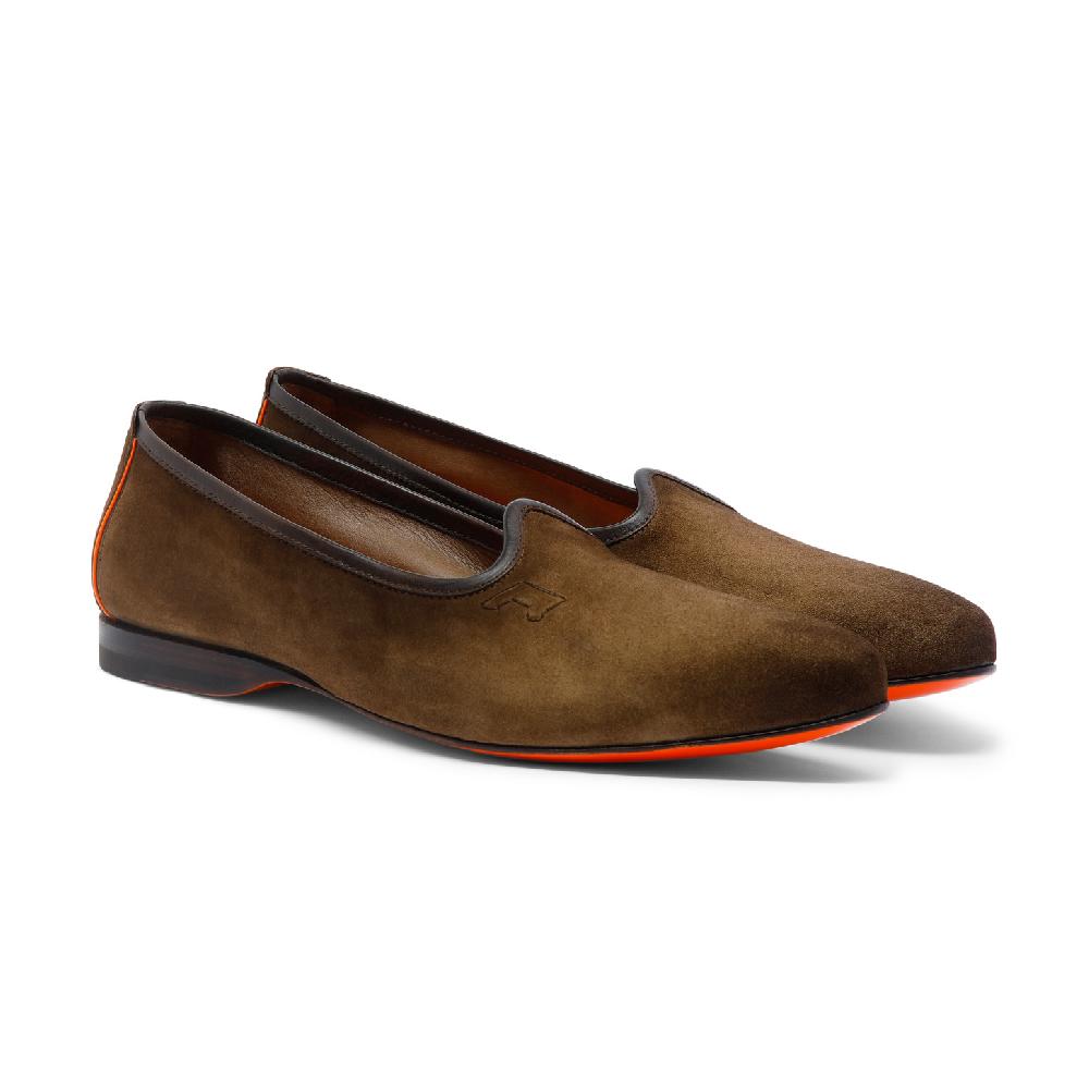 Santoni Mocassino da uomo in suede marrone I Più Venduti