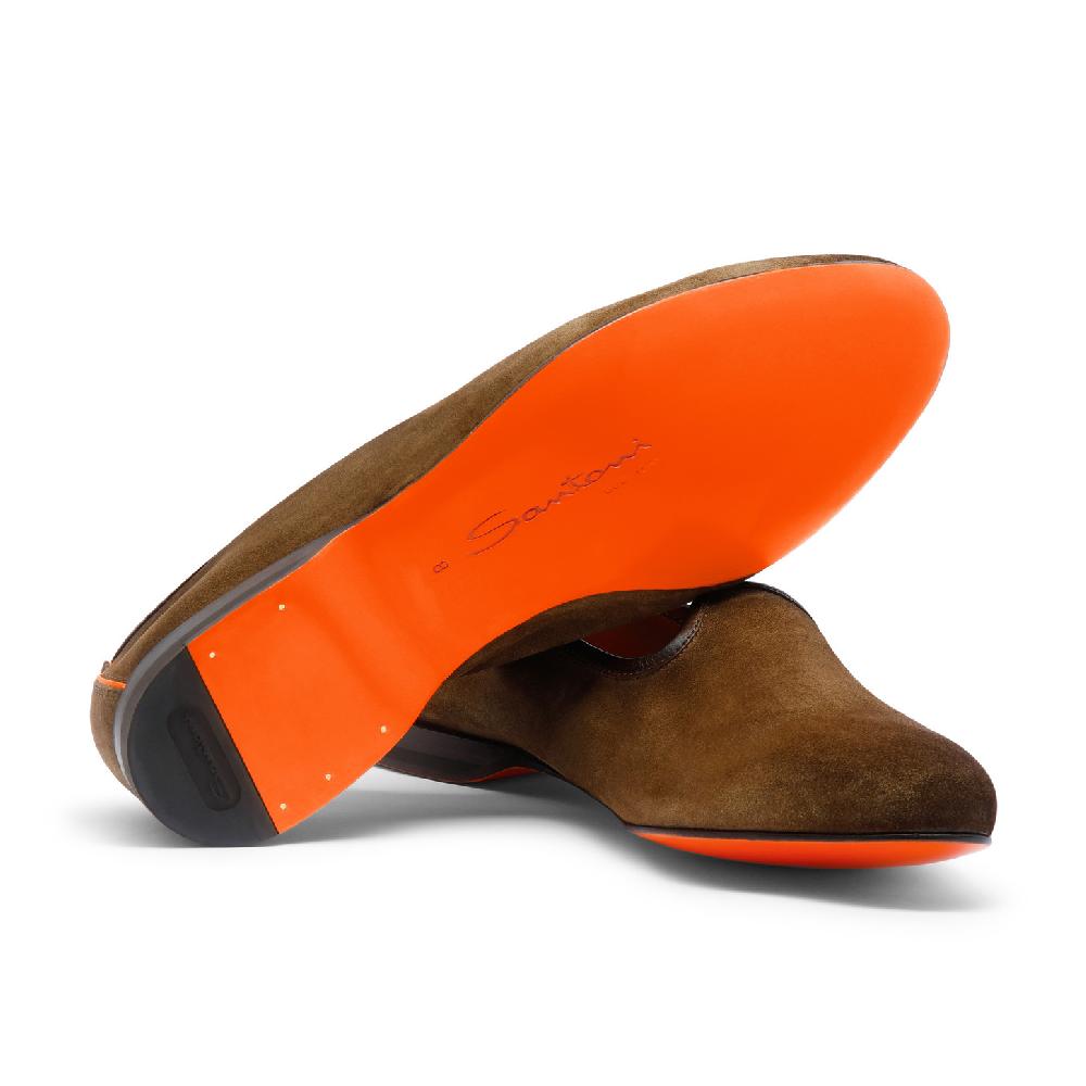 Santoni Mocassino da uomo in suede marrone I Più Venduti