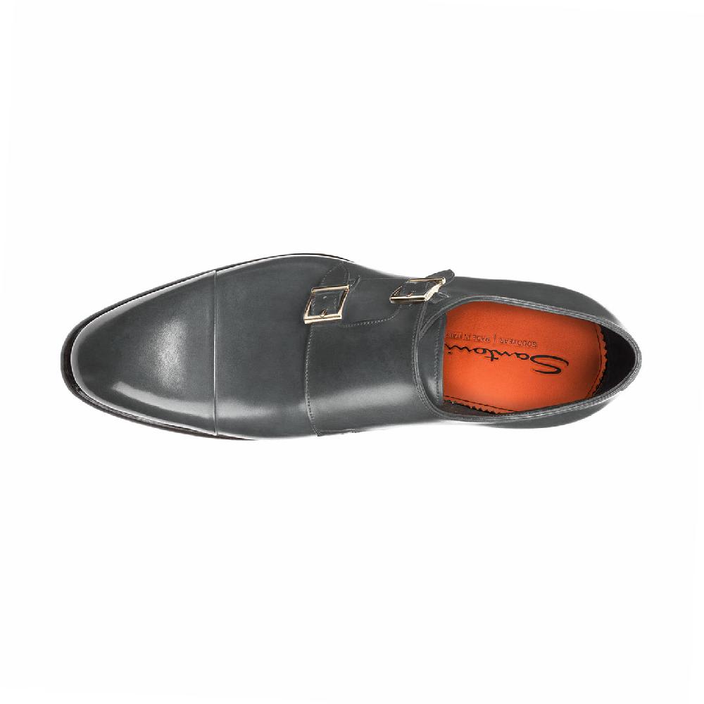 Santoni Doppia fibbia da uomo in pelle grigia 2025