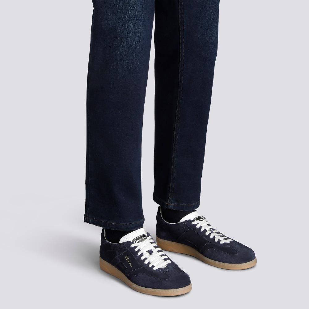 Santoni DBS Oly sneaker da uomo in suede blu Nuovo