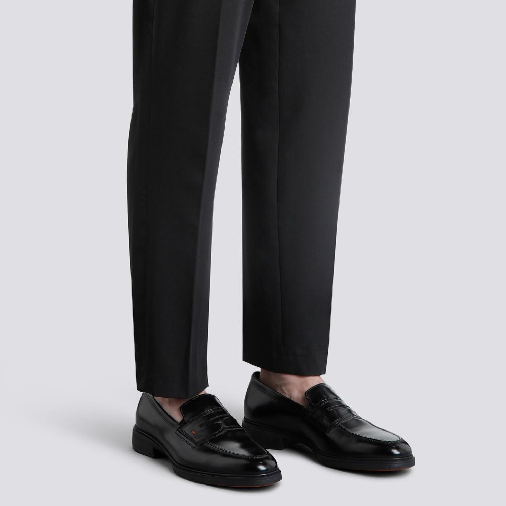 Santoni Mocassino Easy da uomo in pelle nera Qualità