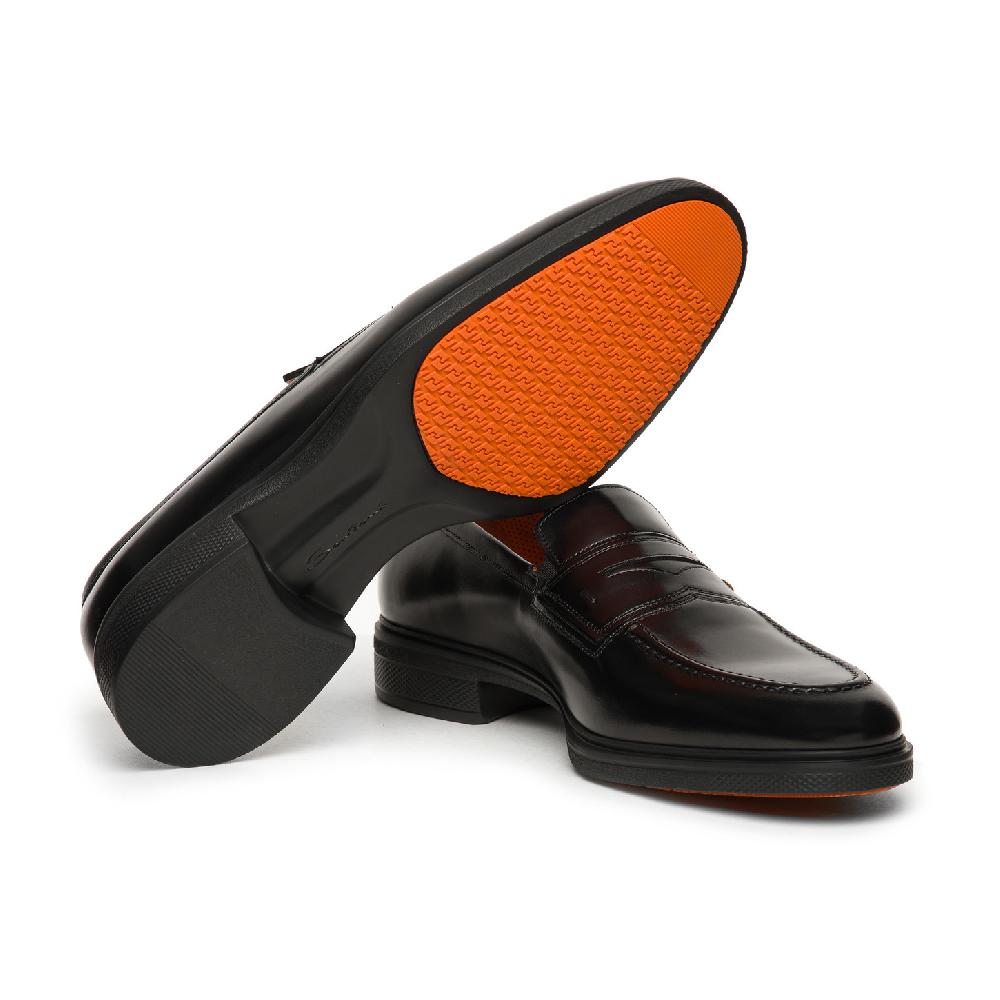 Santoni Mocassino Easy da uomo in pelle nera Qualità