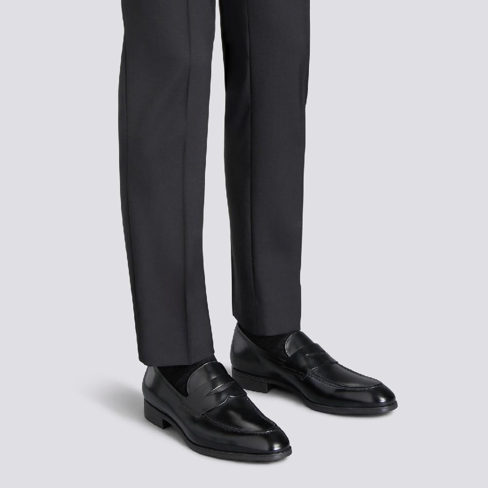 Santoni Mocassino penny da uomo in pelle nera Pezzi Unici