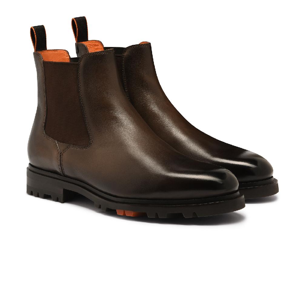 Santoni Stivaletto Chelsea da uomo in pelle testa di moro Soddisfazione Garantita
