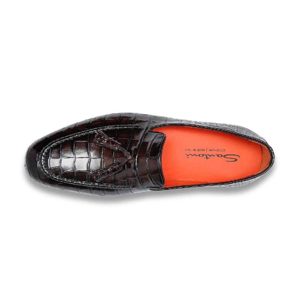 Santoni Mocassino con nappe da uomo in alligatore testa di moro Fino Al -60%
