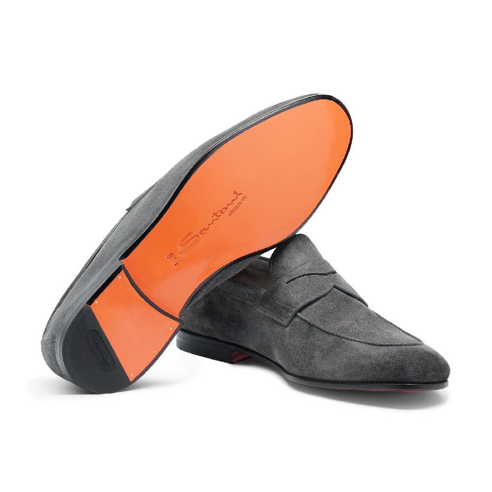 Santoni Mocassino Carlo da uomo in suede grigio Prezzo Ridotto