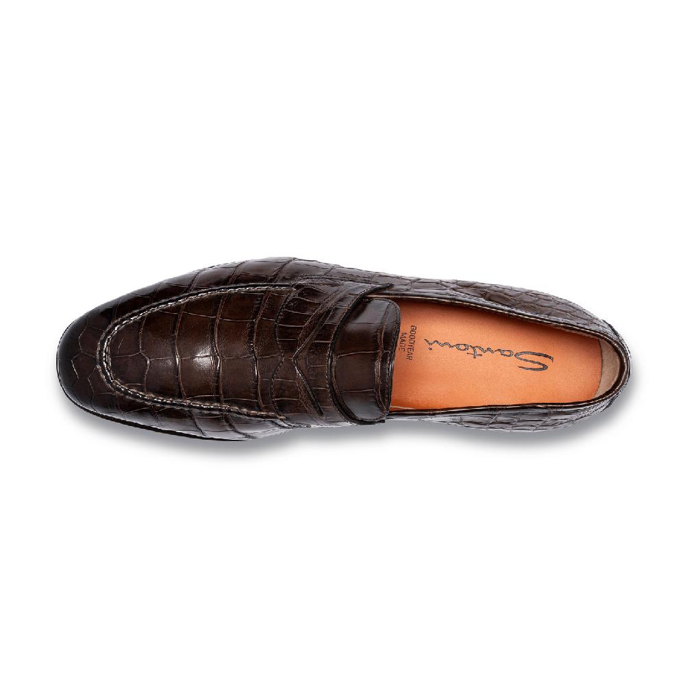 Santoni Mocassino penny da uomo in alligatore testa di moro Sottocosto