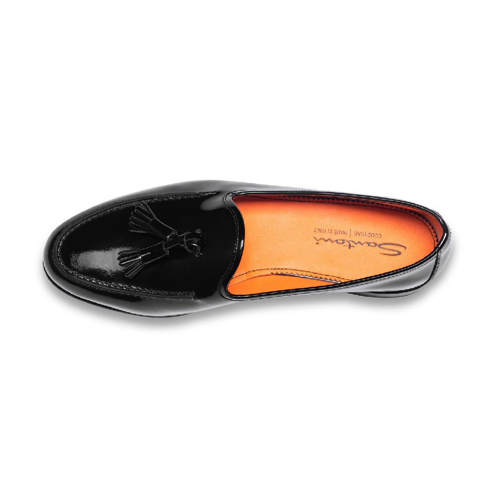 Santoni Mocassino Andrea con nappe da uomo in vernice nera Novità