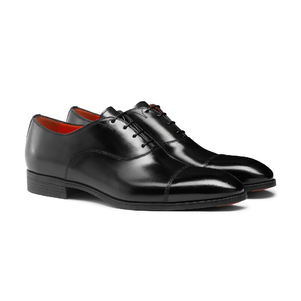 Santoni Stringata oxford da uomo in pelle nera Presa