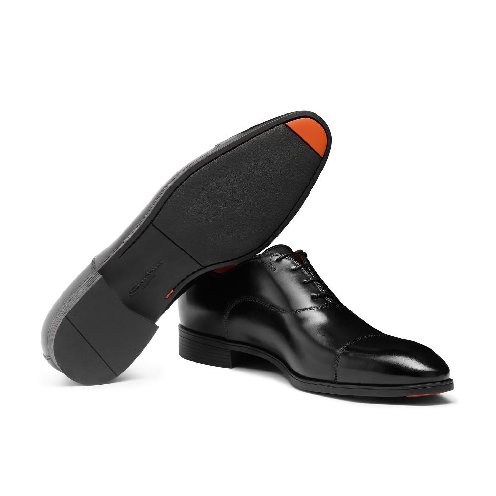 Santoni Stringata oxford da uomo in pelle nera Presa