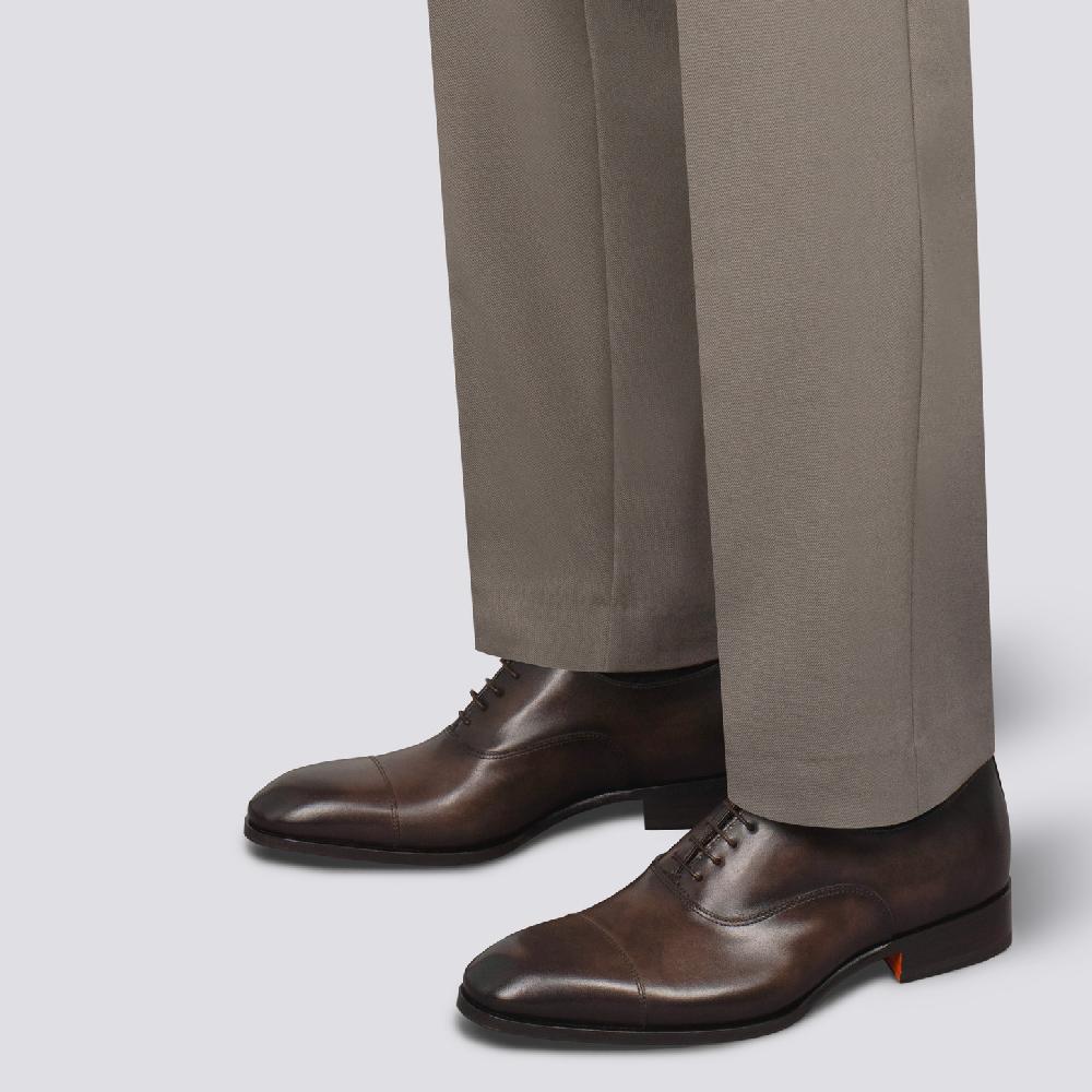 Santoni Stringata oxford da uomo in pelle anticata marrone Saldi