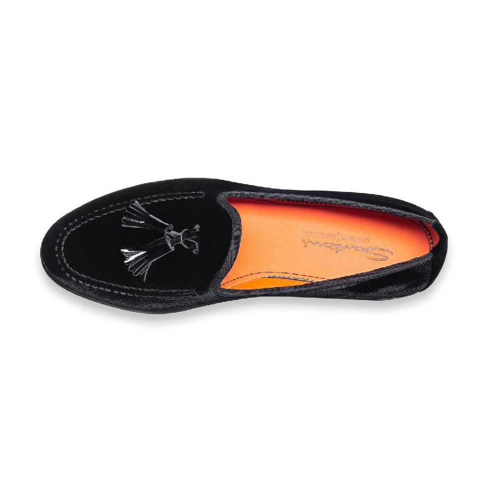 Santoni Mocassino Andrea con nappe da uomo in velluto nero Offerte