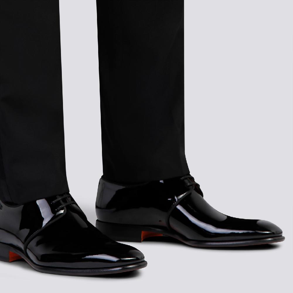 Santoni Stringata derby da uomo in vernice nera Hotsell