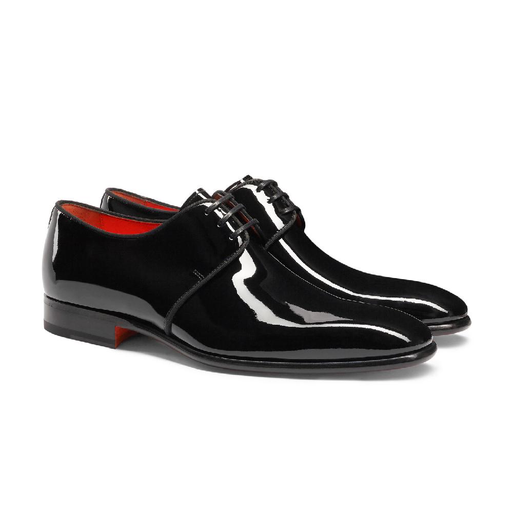 Santoni Stringata derby da uomo in vernice nera Hotsell