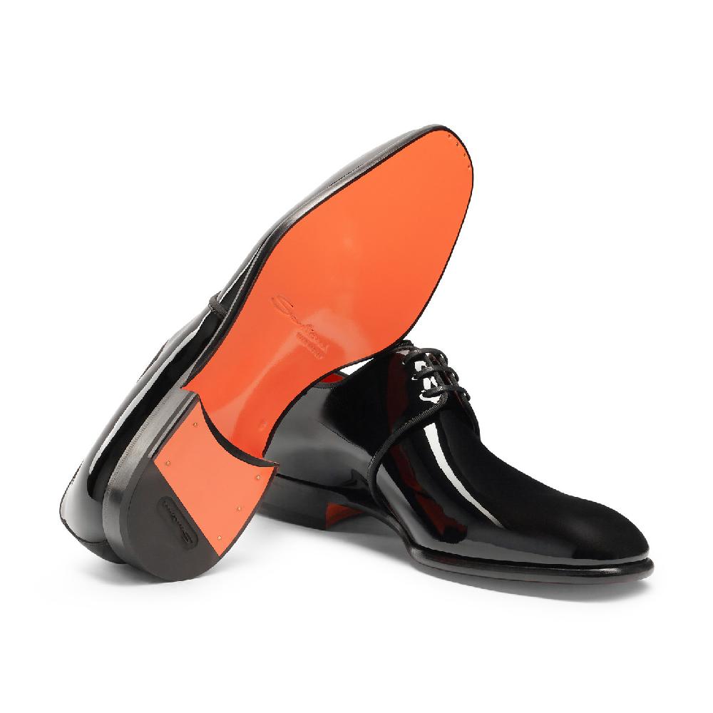 Santoni Stringata derby da uomo in vernice nera Hotsell