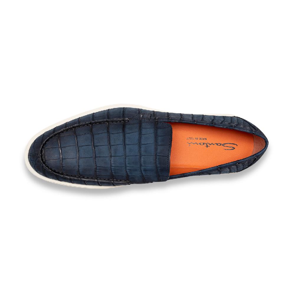 Santoni Mocassino da uomo in alligatore blu I Più Venduti