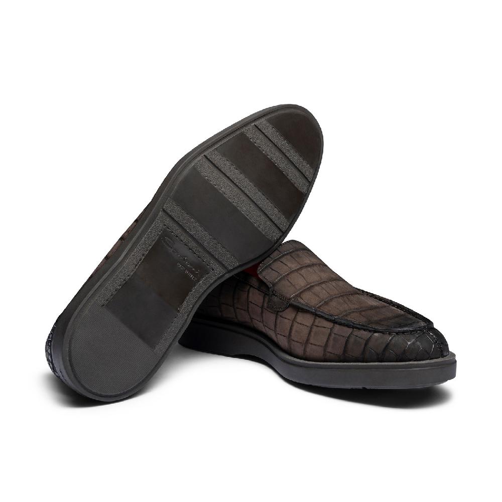Santoni Mocassino da uomo in alligatore testa di moro Vendite Flash
