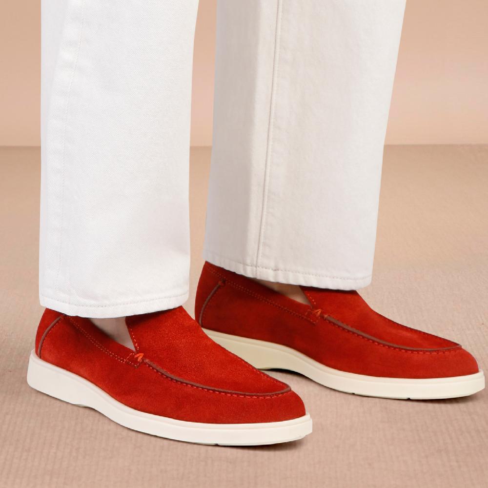 Santoni Mocassino da uomo in suede arancione Negozio