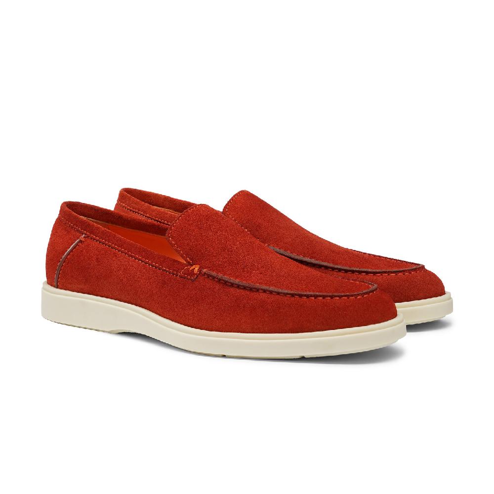 Santoni Mocassino da uomo in suede arancione Negozio