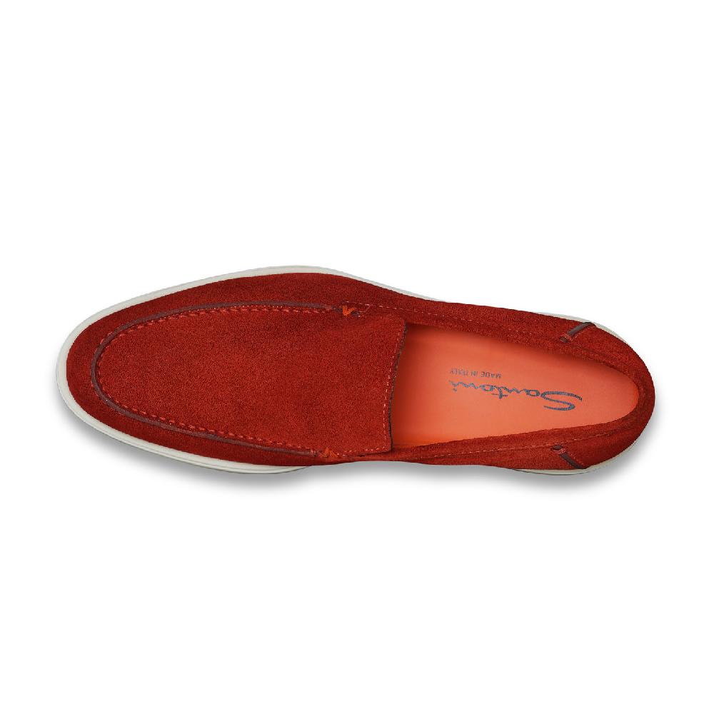 Santoni Mocassino da uomo in suede arancione Negozio