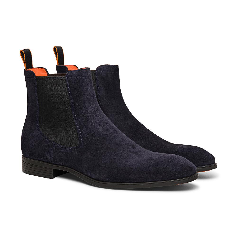 Santoni Stivaletto chelsea da uomo in suede blu Italia