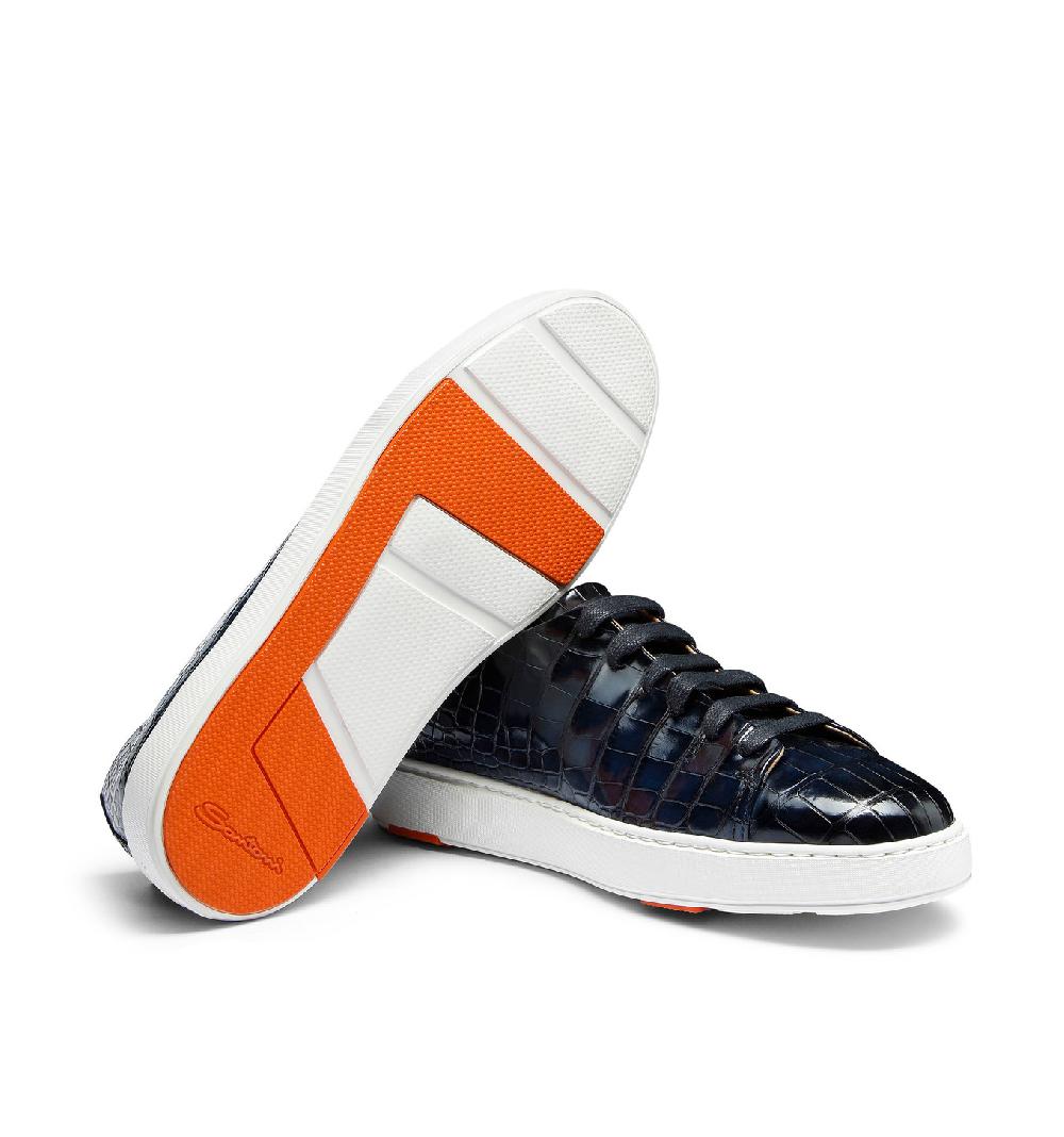 Santoni Sneaker da uomo in alligatore blu Qualità