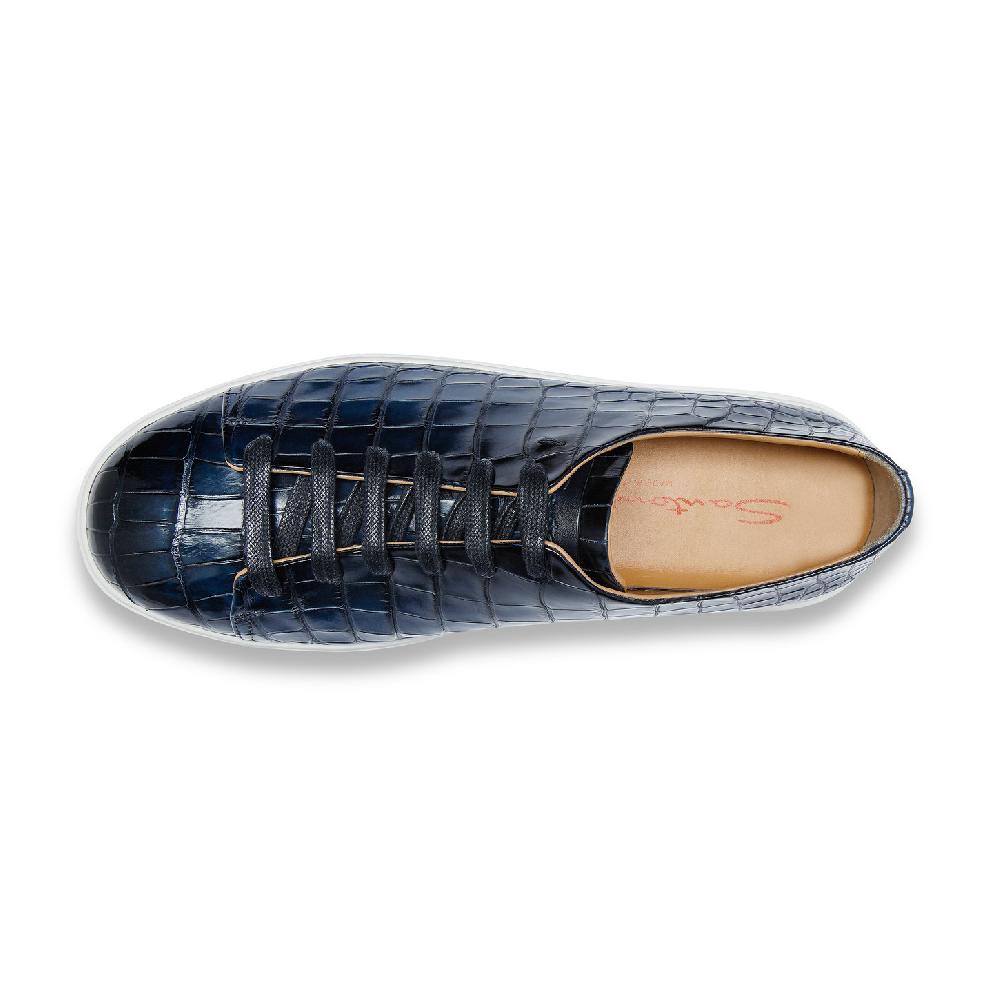 Santoni Sneaker da uomo in alligatore blu Qualità