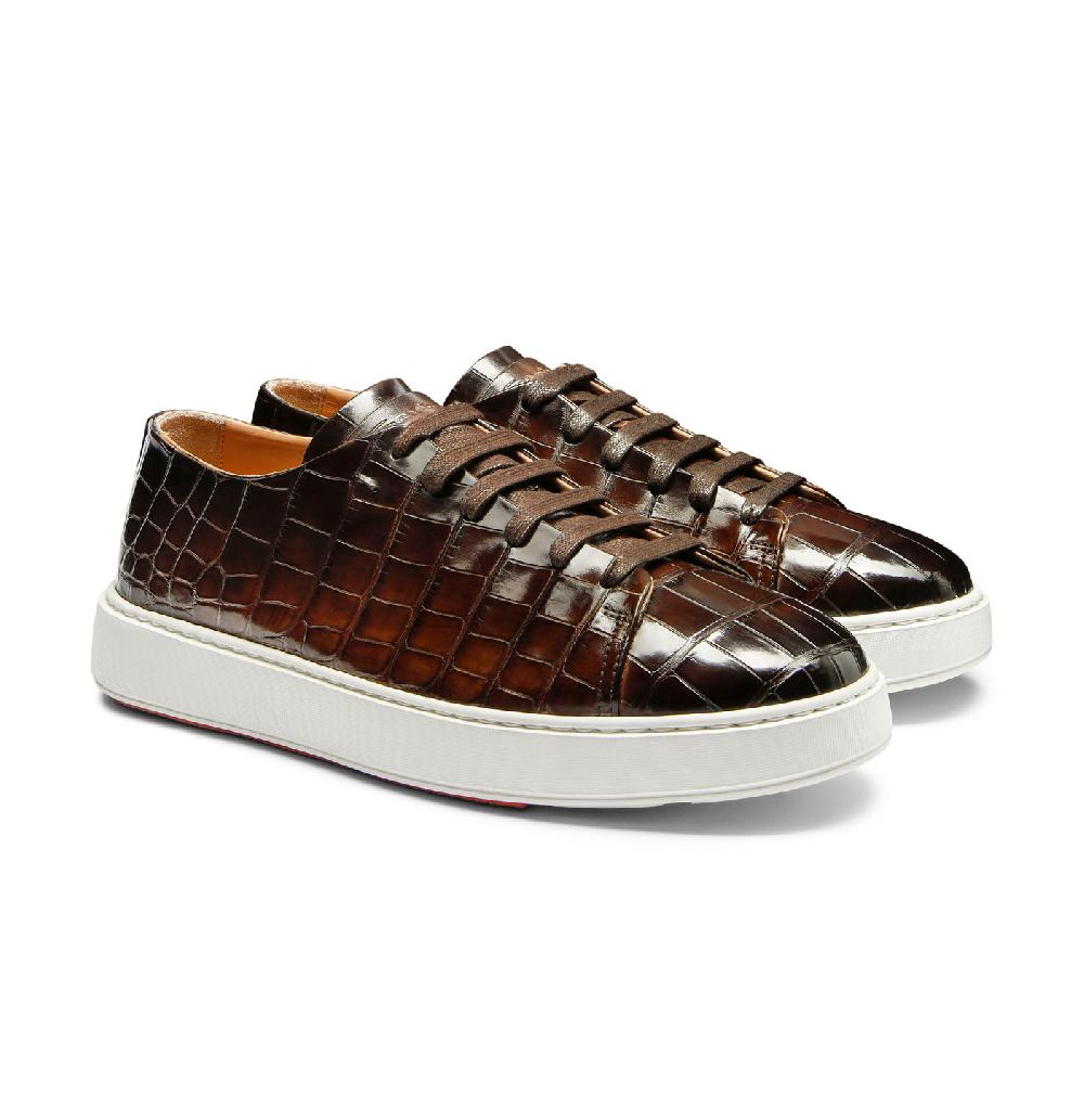 Santoni Sneaker da uomo in alligatore testa di moro Vendita