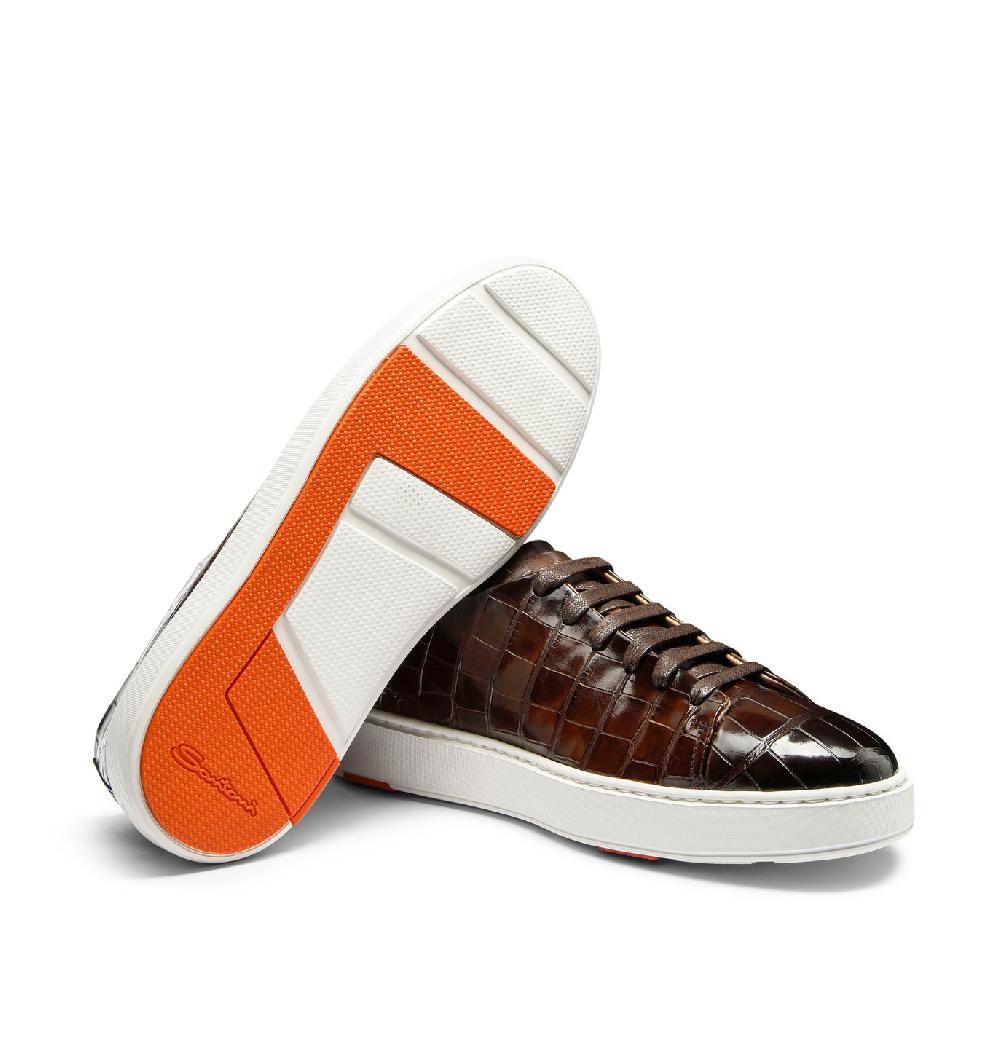 Santoni Sneaker da uomo in alligatore testa di moro Vendita