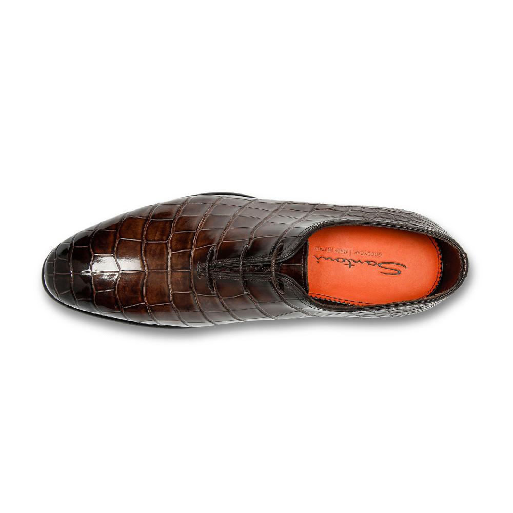 Santoni Stringata oxford da uomo in alligatore testa di moro Promozione