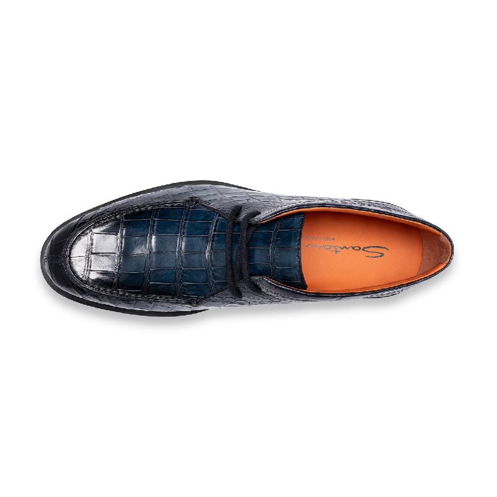 Santoni Stivaletto desert da uomo in alligatore blu Spedizione Gratuita