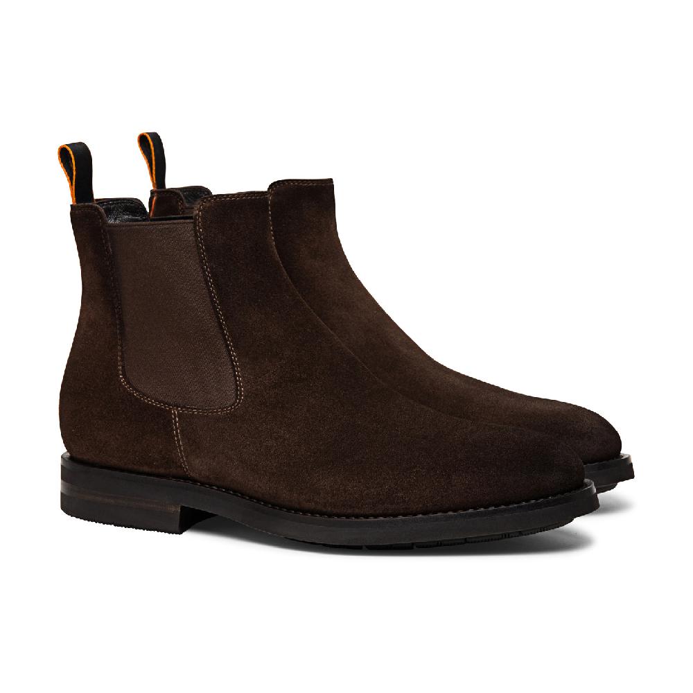 Santoni Stivaletto chelsea da uomo in suede marrone Qualità Garantita