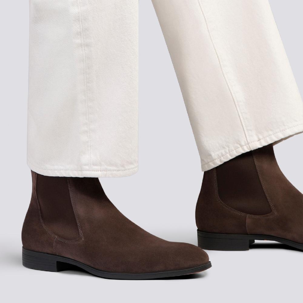 Santoni Stivaletto chelsea da uomo in suede marrone Promozione Limitata